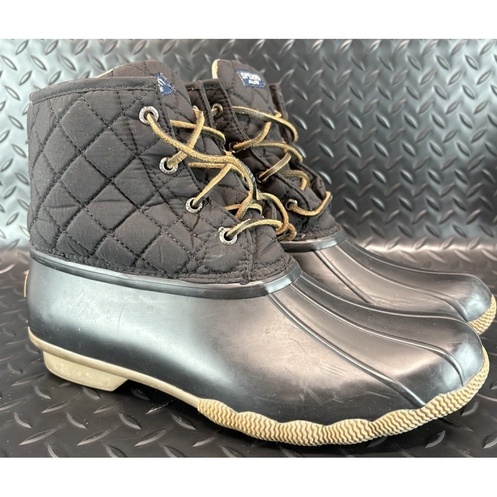 Sperry Women's Saltwater Quilted Duck Boots Womens Size 9.5 Black